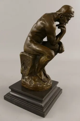 Casa Padrino Art Deco Bronze Deko Figur Der Denker H. 26 cm - Elegante Skulptur im Art Deco Stil, ideal für stilvolle Wohnräume oder als Geschenk für Kunstliebhaber.