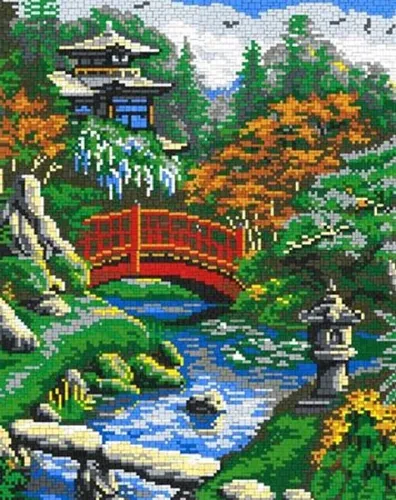 Mini Stecksystem Japanischer Garten - 9.700 Teile - Sets für kreative Bastler, mit XXL-Steckvorlage für detailgetreue Landschaftsmodelle aus hochwertigem Kunststoff.