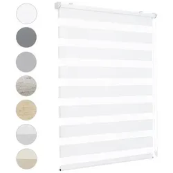 Doppelrollo Duo Rollo Klemmfix ohne Bohren für Fenster Rollos Jalousie Faltrollo, Sekey, freihängend, Klemmträger, Montage mit oder ohne Bohren möglich weiß 85 cm x 100 cm
