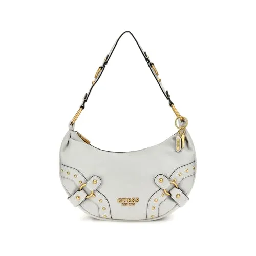GUESS Damen Natalya Hobo Schultertasche in Stein - Elegante Damen-Schultertasche mit Reißverschlusstasche und zwei Slipfächern, ideal für stilvolle Aufbewahrung und täglichen Gebrauch.