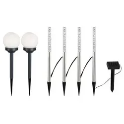 6er Set LED Solar Lampen Kugel Design Außen Garten Weg Stab Beleuchtung Steck Lampen Erd Spieß