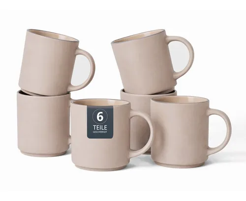 Otto Home Kaffeebecher Ylvii, 6er Set, Taupe, 350ml - Genießen Sie stilvollen Kaffee mit unseren handgefertigten Steinzeug-Bechern. Jeder Becher ist ein Unikat mit reaktiver Glasur und bietet Platz für 350ml. Ideal für Zuhause oder im Büro, spülmaschinenfest und stapelbar für mehr Ordnung.