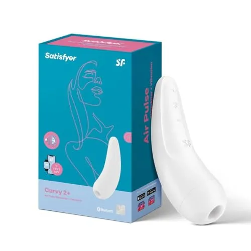 Satisfyer 'Curvy 2 Connect App' Klitoris-Sauger 13,5 cm | Druckwellen-Vibrator Sex-Spielzeug für Sie | Klitoris-Stimulation leise & stark | Auflegevibrator mit Vibrationen und App | Farbe: weiß