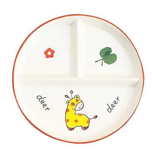 Porzellanteller, geteilte Teller für Erwachsene, Gewichtsverlust, runde Speiseteller mit 3 Fächern, für Dessert, Salat, Steak, Sushi, Spaghetti, 20,3 cm
