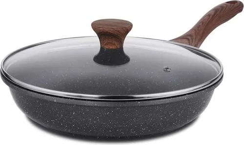 SENSARTE Antihaft Bratpfanne 28cm mit Schweizer Granit Beschichtung - Hochwertige 28 cm Antihaft-Bratpfanne mit zertifizierter Schweizer Granitbeschichtung. Ideal für alle Herdarten, einschließlich Induktion. Langlebig, leicht zu reinigen und PFOA-frei für sicheres Kochen.
