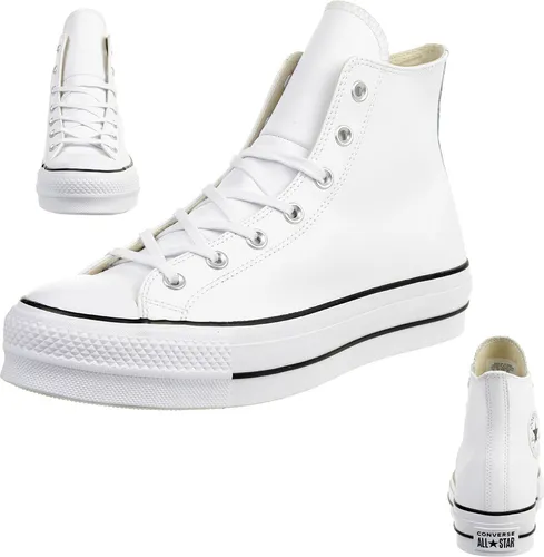 Converse Chuck Taylor All Star Lift CLEAN Sneakers - Sneaker für Mädchen mit hochwertigem Leder-Obermaterial und erhöhter Außensohle, inspiriert von den 90er-Jahren, für optimalen Tragekomfort.