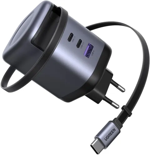 UGREEN Nexode 100W USB C Ladegerät mit Einziehbarem Kabel 4-Port GaN Netzteil Retractable Charger mit Ladekabel für Laptop kompatibel mit MacBook Pro/Air, Galaxy S-A Serie, iPhone 16-8 Serie, iPads