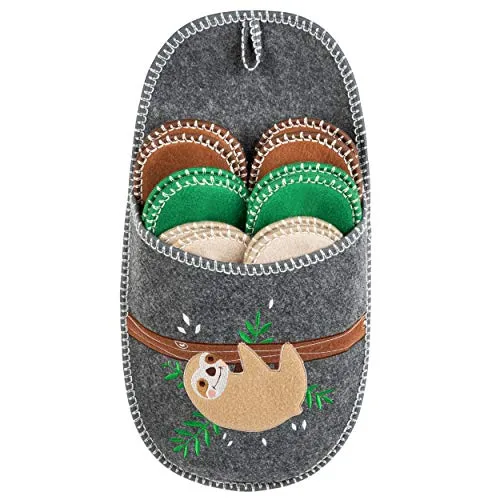 ONVAYA® ABS Gästepantoffel Faultier 6er Set - Hausschuhe mit Antirutschsohle, ideal für Gäste, in verschiedenen Größen (36-45) und waschbar bei 30°C. Dekorative Aufbewahrungstasche im Pantoffel-Design.