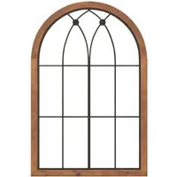 Holz Dekorativer Spiegel - Vintage Hängespiegel aus Holz - Eleganter Wandspiegel im Vintage-Stil, 60 cm x 90 cm, mit hochwertigem Holzrahmen in Braun, ideal für eine stilvolle Raumgestaltung.