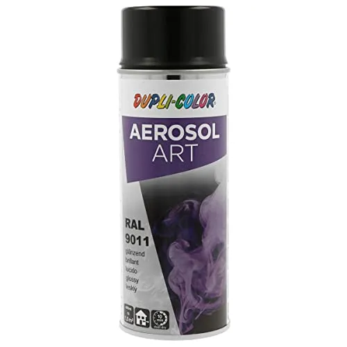 DUPLI-COLOR AEROSOL ART RAL 9011 graphitschwarz glänzend 400 ml, Spraylack für vielseitigen Einsatz, schnelltrocknend, hohe Deckkraft, für Innen- und Außenbereiche geeignet