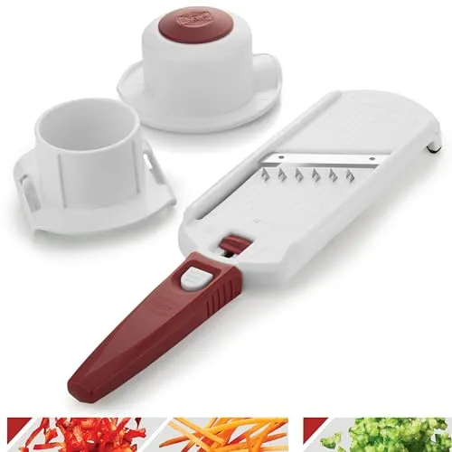 Börner Multi Dicer & Julienne Gemüseschneider - Gemüsehobel mit 2-in-1 Funktion: Schnelle und präzise Würfel und Streifen aus Obst und Gemüse schneiden. Ideal für kreative Küchenideen und schnelle Zubereitung!