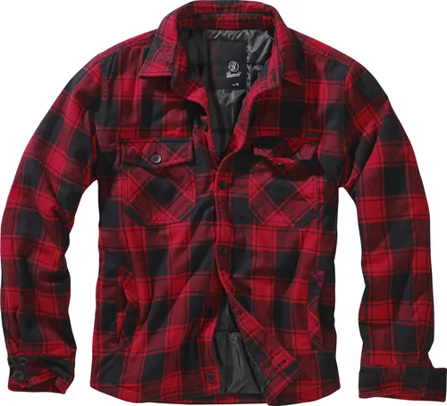 Brandit Lumber Jacket XL - Rot/Schwarz - Wattierte Flanelljacke in Rot/Schwarz mit 2 großen Brusttaschen und praktischer Innentasche, ideal für kühle Tage und Outdoor-Aktivitäten.