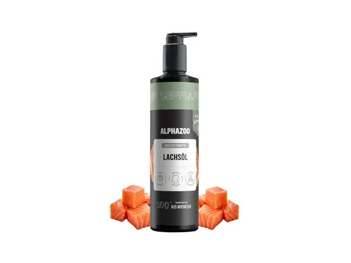 ALPHAZOO Fellpflege Lachsöl für Hunde 250ml, 250 ml, Omega 3 Fettsäuren I Natürliches Fischöl I Haut und Fell