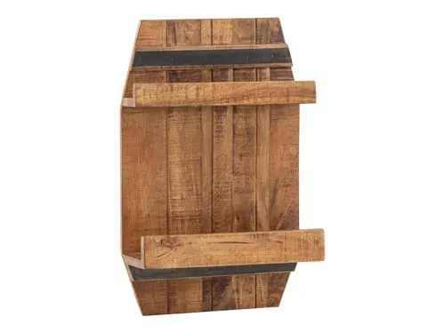 massivum Wandregal Barrel 45x70 – Stilvolles Holzregal - Kompaktes Wandregal aus lackiertem Holz, ideal zur stilvollen Präsentation Ihrer Lieblingsstücke. Mit zwei Ablageflächen für zusätzlichen Stauraum und einer eleganten braunen Oberfläche.