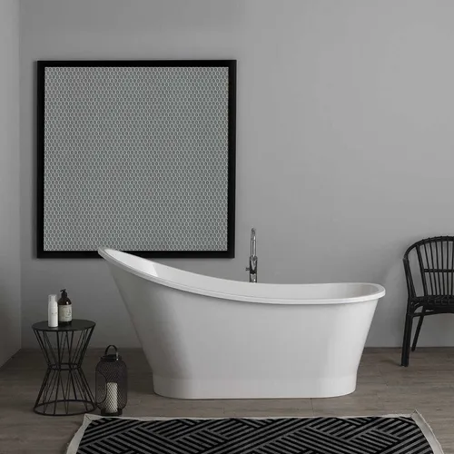 Kiamami Valentina Arisa - Elegante Freistehende Badewanne - Kompakte freistehende Badewanne im klassischen Stil mit hochwertigem Marmor, ideal für stilvolle Badezimmer. Wärmeisolierend für entspannende Bademomente.