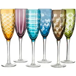 Pols Potten Cuttings Champagnerglas 6er-Set - Elegante mehrfarbige Champagnergläser, Ø 6 cm, ideal für festliche Anlässe und stilvolle Tischdekoration.