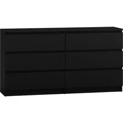 CDF Kommode Malwa M6 140 - Schwarz, 6 Schubladen für stilvolle Aufbewahrung - Moderne Kommode mit 6 geräumigen Schubladen. Ideal für Schlaf-, Wohn- oder Kinderzimmer. Schlichte Eleganz und Funktionalität vereinen sich in diesem zeitlosen Möbelstück.