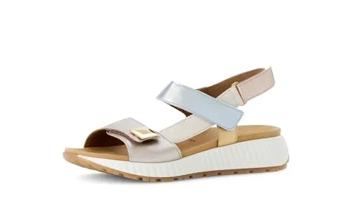 Gabor Sandalen Nappaleder Keilsandalette beige 41 EU - Wanderschuhe mit 4 cm Keilabsatz aus hochwertigem Nappaleder, ideal für entspannte Sommertage und lässige Outfits. Bequemer Klettverschluss für einfachen Einstieg.