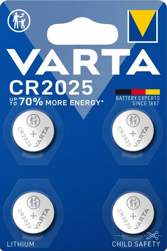 Varta CR2025 3V Lithium Knopfzelle - 4er Blister