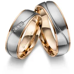 MARRYA Partnerring Edelstahl Ringe Trauringe Eheringe Partnerringe rosa|silberfarben 50