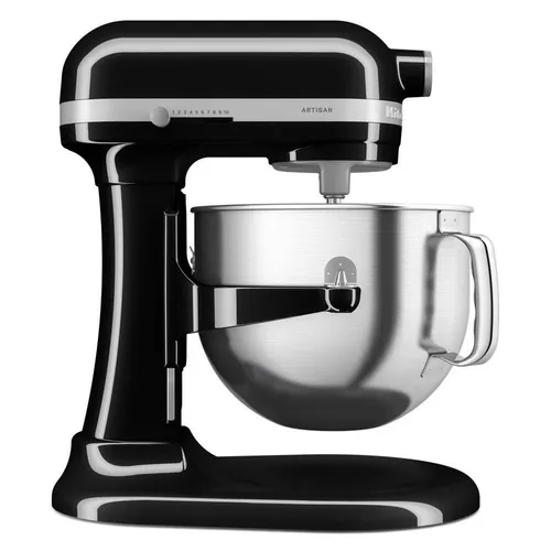 KitchenAid Artisan Bowl-Lift 5KSM70SHXEOB - Onyx-Schwarz - Küchenmaschine mit höhenverstellbarer Rührschüssel und 375 Watt Direktantrieb, ideal zum Kneten von Teig. Inklusive 4 Aufsätzen und Anti-Spritz-Deckel für sauberes Arbeiten.