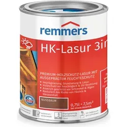 Remmers Holzlasur HK-Lasur 3in1, 0,75l - Wetterfester Holzschutz in Nussbaum - Holzlasur für außen, vereint Imprägnierung, Grundierung und Lasur in einem Produkt. Schützt effektiv vor Feuchtigkeit, UV-Strahlung und Schädlingen.