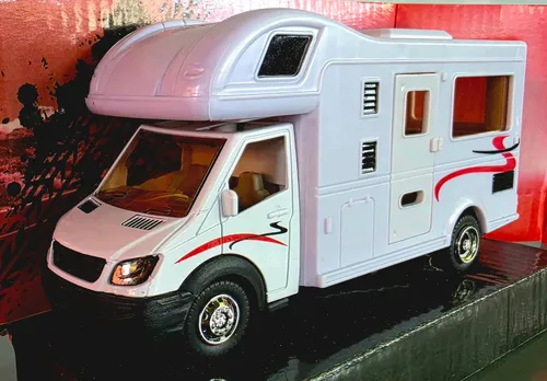 HAPPY_PEOP Die Cast Motorhome Wohnmobil weiß 17cm - Detailgetreues Modell eines Wohnmobils, ideal für Sammler und Kinder, fördert kreatives Spielen und Fantasie.