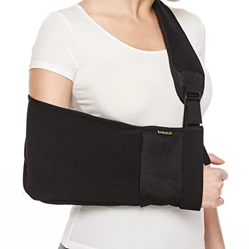 BraceUP Armschlinge für Schulter und Arm – Verstellbare Bandage - Hochwertige Armschlinge für optimalen Komfort und Unterstützung. Atmungsaktives Material, einfach verstellbar und mit praktischen Taschen für Ihre Wertsachen. Ideal für die Unterstützung bei Verletzungen.