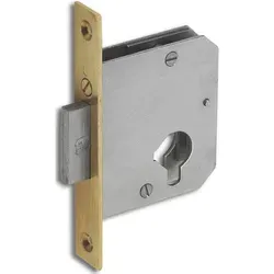 JUNIE 2863 Zylinder-Einsteckschloss, Dornmaß 30 mm, Stahl blank, Stulp Messing