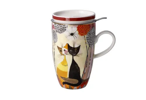 Goebel Tasse Soffioni, 14cm - Elegante Teetasse mit Deckel und Sieb aus Fine Bone China, meisterhaft handgefertigt und ideal als Geschenk. Spülmaschinengeeignet, für optimale Farbbewahrung Handwäsche empfohlen.