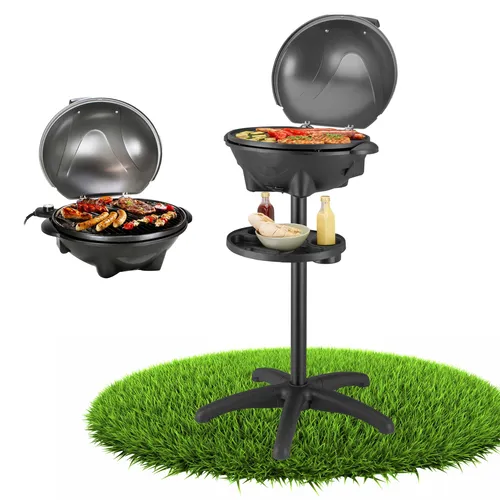 TZS FIRST AUSTRIA Elektrogrill 2in1 - Grills – 2400 W Tischgrill mit stabilen Standfuß und Temperaturanzeige, ideal für Balkon und Garten. Genießen Sie vielseitiges Grillvergnügen!