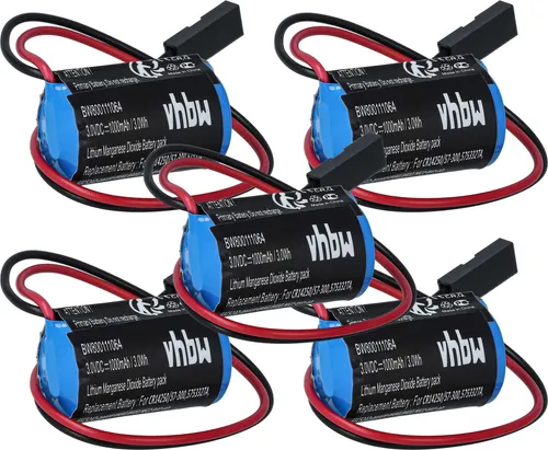 vhbw 5x Batterie Ersatz für Siemens 6ES5980-0MB11, 575332TA, 146881, 575332 TA, 575332, 143467 für Steuereinheit (900 mAh, 3 V, Li-MnO2)