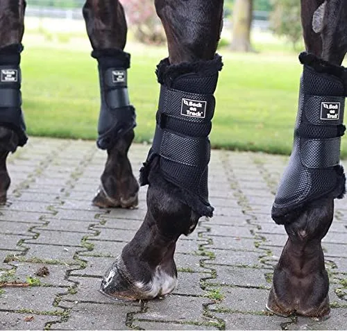Back on Track Brushing Gamaschen 3D Netz mit Fell, schwarz, Gr. M - Pferdebedarf: 3D Mesh Brushing Gamaschen mit schockabsorbierender Lage und Innenfutter aus Kunstfell, ideal für Training und Wettkampf.