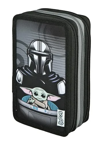 Scooli Federmäppchen Tripledecker Star Wars, befüllt - Federmäppchen in Star Wars Design mit 21 Buntstiften und Geodreieck. Perfekt organisiert dank 3 Fächern und Stifteschlaufen, ideal für Schule und kreative Köpfe.