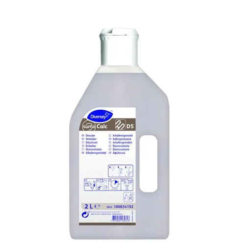 Suma Calc D5 2 L - Küchen Entkalker von Diversey - Effektiver Küchen Entkalker für Geräte und Utensilien, entfernt Kalkablagerungen und verbessert die Hygienesicherheit. Konzentrierte Formulierung für exzellente Verbrauchskosten.