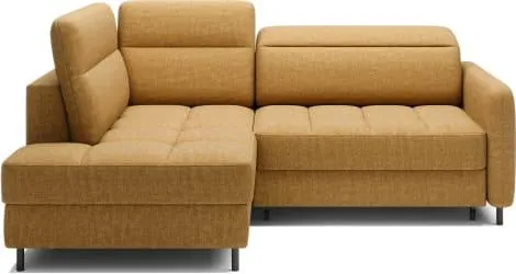 ELTAP Cornersofa Barea Gelb, CO-BAR-LT-45MAN - Elegantes L-förmiges Ecksofa mit Schlaffunktion und Bettkasten. Ideal für moderne Wohnräume, bietet es Komfort und praktische Nutzungsmöglichkeiten. Perfekt für entspannte Abende und als zusätzlicher Schlafplatz.