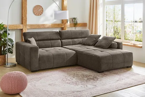 Jockenhöfer Gruppe Ecksofa Severino L-Form, B: 283 cm, mit Kopfteilverstellung & Zierkissen, im Big-Sofa-Style