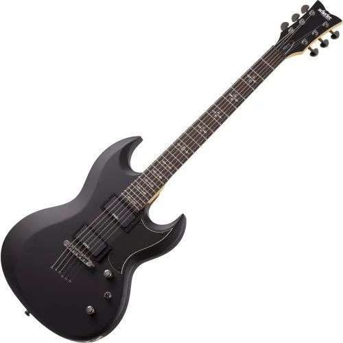 Schecter Demon S-II B-Stock E-Gitarre - B-Stock E-Gitarre in Satin Black, ideal für Rock und Metal, mit aktiven Tonabnehmern und hochwertigem Wenge Griffbrett für optimale Spielbarkeit.