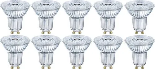 OSRAM HOMELIGHTING LED GU10 Reflektor 4.3 W - Leuchtmittel mit warmweißem Licht und hoher Energieeffizienz, ideal für stimmungsvolle Beleuchtung in Wohnräumen, 10 Stück im Set.