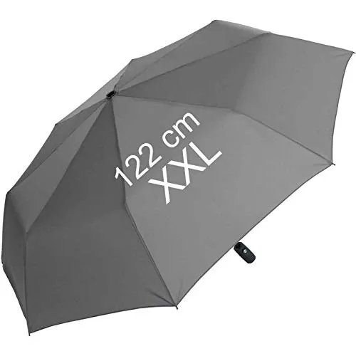 iX-brella XXL Taschenschirm für Damen und Herren - full class- 122cm großes Dach mit Auf-Zu-Automatik - buisness-grey
