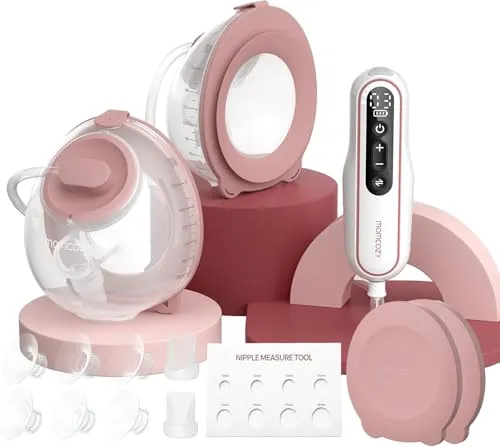 Momcozy V2 Pro Milchpumpe Elektrisch - Ultraleicht & Kompakt, Tragbare Doppelmilchpumpe Handsfree mit 3 Saugstufen & 15 Stufen, Leises Abpumpen Breast Pump Electric mit Leak-Proof DoubleFit Flange