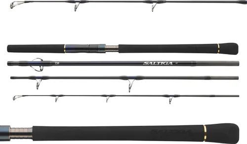 DAIWA Saltiga Air Portable 2,5m, 120-160g - Salzwasser Reise-Spinning Angelrute - Die DAIWA Saltiga Air Portable vereint maximale Stabilität und Transportkomfort. Ideal für Salzwasserangler, passt diese kompakte 4-teilige Rute bequem in jede Reisetasche und bietet erstklassige Leistung unterwegs.