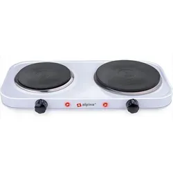 Alpina Switzerland 871125226527 Doppel-Kochplatte - Kochfelder - Kompakte 2-Zonen-Heizplatte für flexibles Kochen, ideal für kleine Küchen und Camping, mit einfacher Temperaturregelung und stilvollem Design.