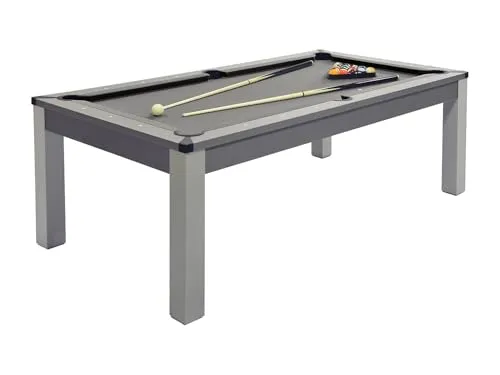 Vente-unique Multifunktionstisch Balthazar - Billard & Tischtennis - Multifunktionstisch in Grau, umwandelbar zwischen Billard und Tischtennis – ideal für Spielspaß in jedem Raum! Maße: 213 x 112 x 81,5 cm, inkl. umfangreichem Zubehör.