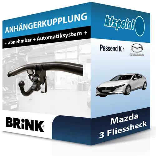 Brink Abnehmbare Anhängerkupplung für Mazda 3 Fliessheck (11.2018-heute) - Hochwertige abnehmbare Anhängerkupplung von Brink für Mazda 3, keine Eintragung in Fahrzeugpapiere notwendig, Anhängelast bis 1300 kg, ideal für vielseitige Nutzung.