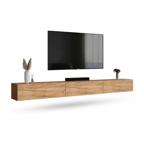 Planetmöbel West TV-Schrank 300 cm - TV-Halterungen für individuelles Wohnen: Flexibel hängend oder stehend, mit praktischem Kabelmanagement und hochwertiger Dämpfung für geräuschloses Öffnen.