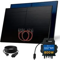 SUNNIVA Balkonkraftwerk 1000W BIFAZIAL FULLBLACK - Komplettset für effiziente Solarenergie: 1000W max. Leistung, inklusive 800W Wechselrichter und bifazialen Modulen für optimale Energieausbeute. Einfacher Plug&Play-Anschluss für Balkon oder Terrasse.