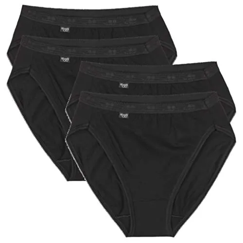 Sloggi Basic+ Tai Slips 4er Pack Schwarz (44) - Hochwertige Taillen Slips im 4er Pack, gefertigt aus weicher Baumwolle und LYCRA für perfekten Sitz und Bewegungsfreiheit. Ideal für den täglichen Komfort in der Unterwäsche.