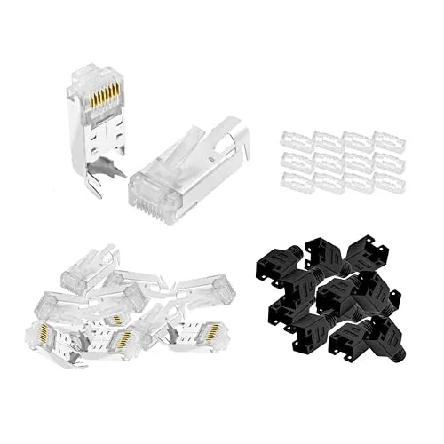BIGtec RJ45 Stecker Netzwerkstecker 50 Stück Hirose TM11 schwarz Hochgeschwindigkeits Verbindung für Fast Ethernet 100BASE-TX AWG 26-27