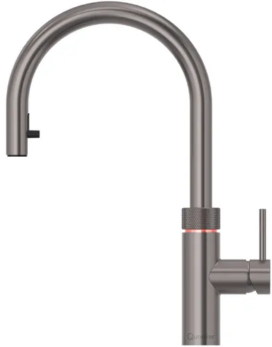 Quooker Wasserhahn PRO3&CUBE Flex Gunmetal - Küchenarmatur in edlem Gunmetal, mit innovativem CUBE-System für sprudelndes Wasser – perfekt für moderne Küchen.